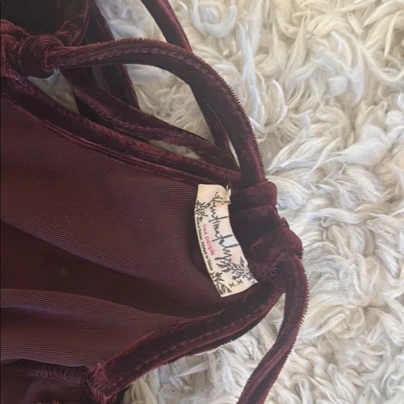 FREE PEOPLE Elegant Velvet Dress in Rich BURGUNDY NWOT - Picture 12 of 16